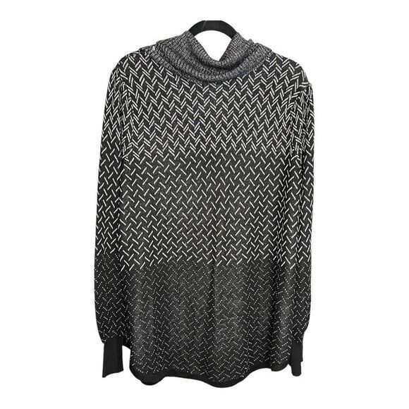 NWT Adrienne Vittadini Women’s Plus Size 3XL Cowl Neck Sweater in Black & Gray - Picture 3 of 9